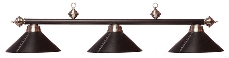 Majestic 3-Shade Black Leather Pool Table Lamp / Quality billiard lighting at a discount price